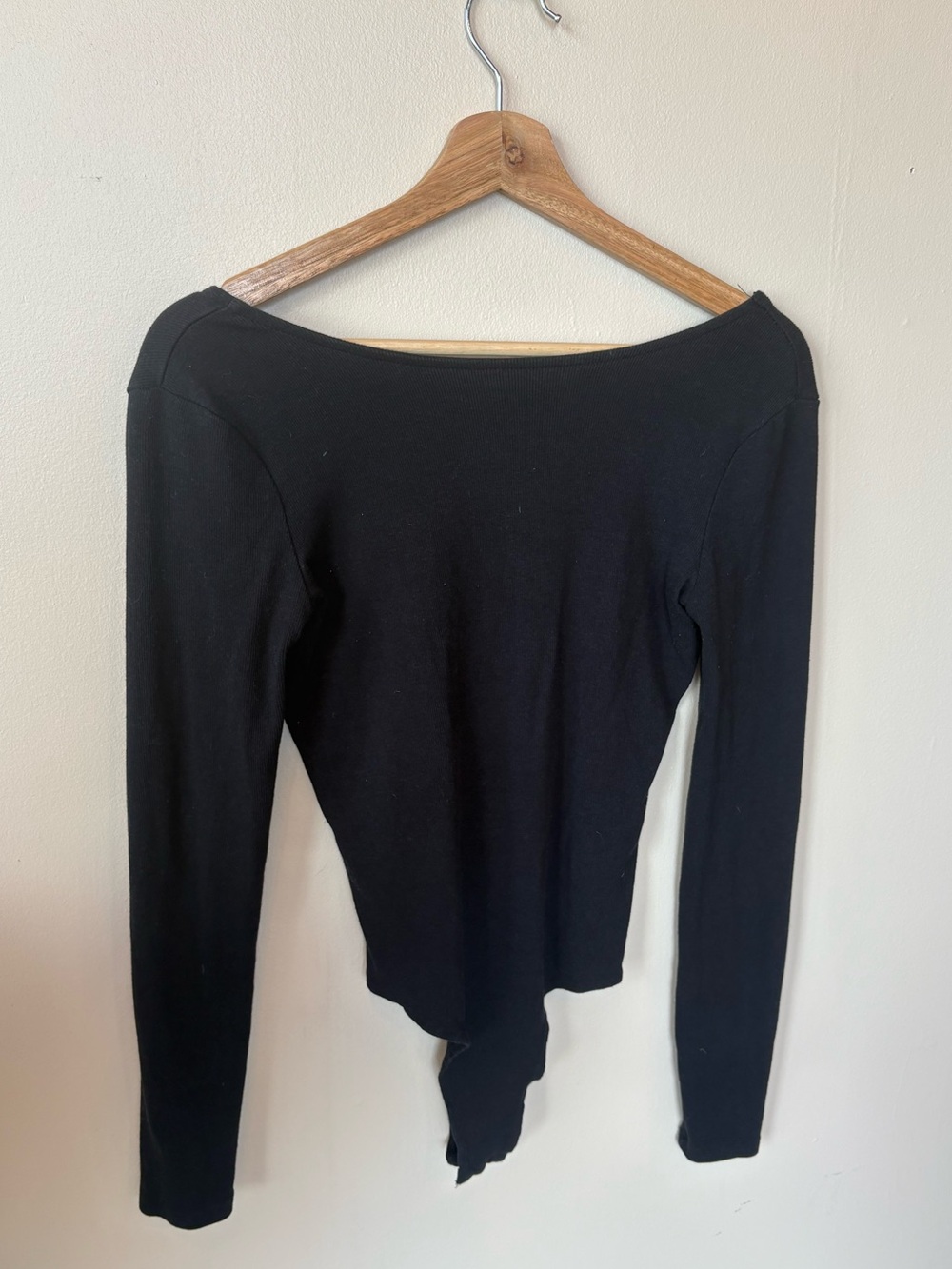 Black Boatneck Long-Sleeve Body Suit